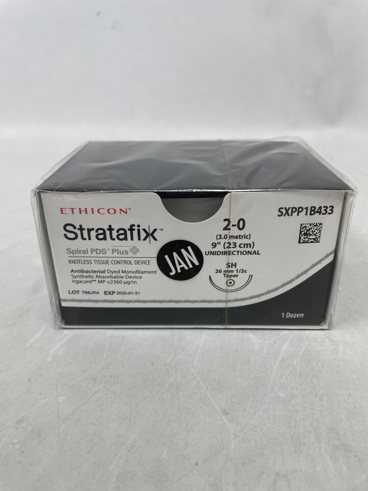 SXPP1B433 - ETHICON - STRATAFIX Symmetric PDS Plus Suture, Taper Point, Absorbable, SH 26mm 1/2 c, 9" = 23cm, Size 2-0, (BX/12) - ( Expiry Date: 2025-05-31 )