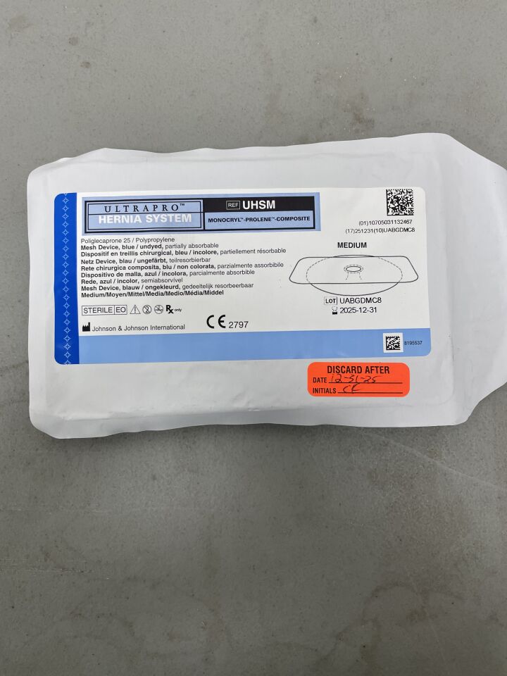 UHSM - ETHICON - Ultrapro Hernia System, Medium, 6 x 12 cm, (EA)