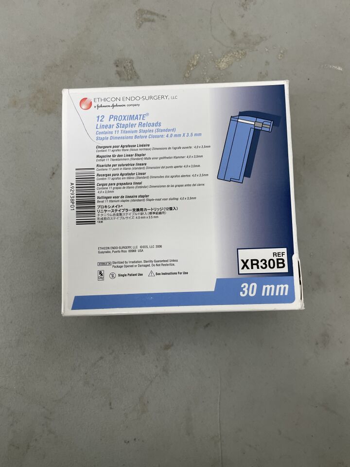 XR30B - ETHICON - Proximate Reloadable Staplers Cartridge, Blue, For TX30 30 mm Linear Stapler, (BX/12)