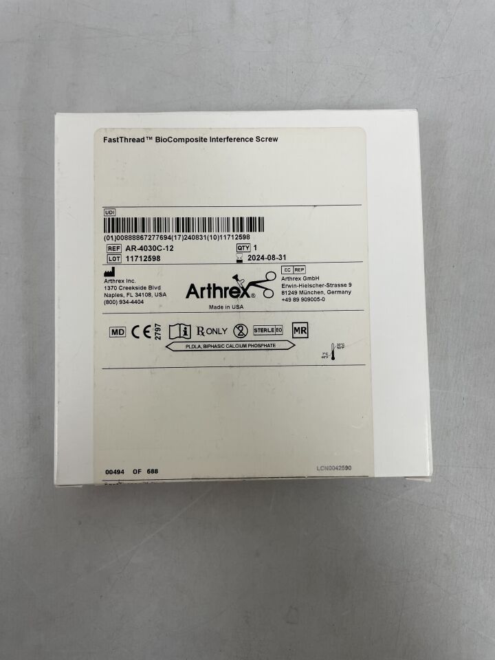AR-4030C-12 - ARTHREX - FastThread BioComposite Interference Screw 12mm x 30mm, (BX/1)