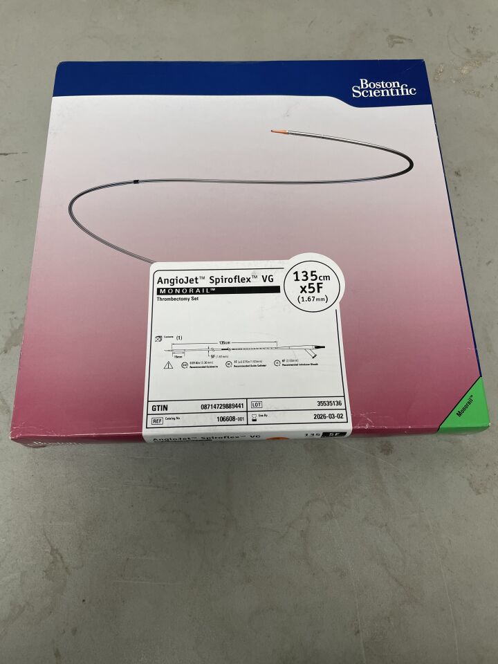 106608 - BOSTON SCIENTIFIC - AngioJet Spiroflex VG Thrombectomy Set - MONORAIL - 5Fr x 135cm, (BX/1)