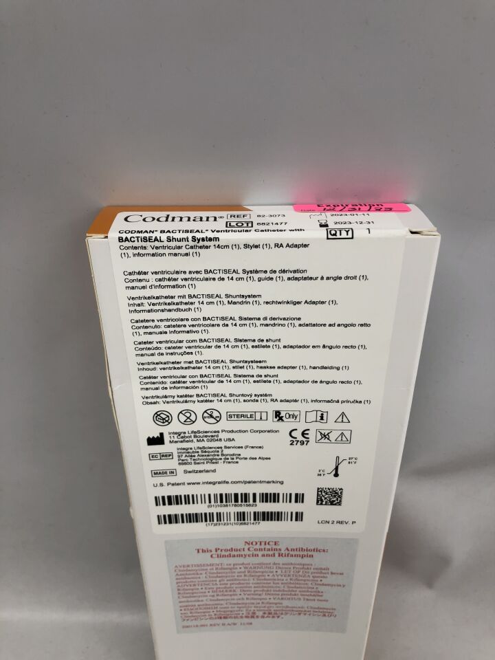 82-3073 - INTEGRA - Codman Bactiseal Ventricular Catheter with Bactiseal Shunt System, 14cm, ()