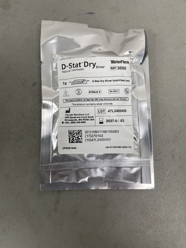 3000 - TELEFLEX - D-Stat Dry Silver Topical Hemostat Adhesive Bandage, (EA)
