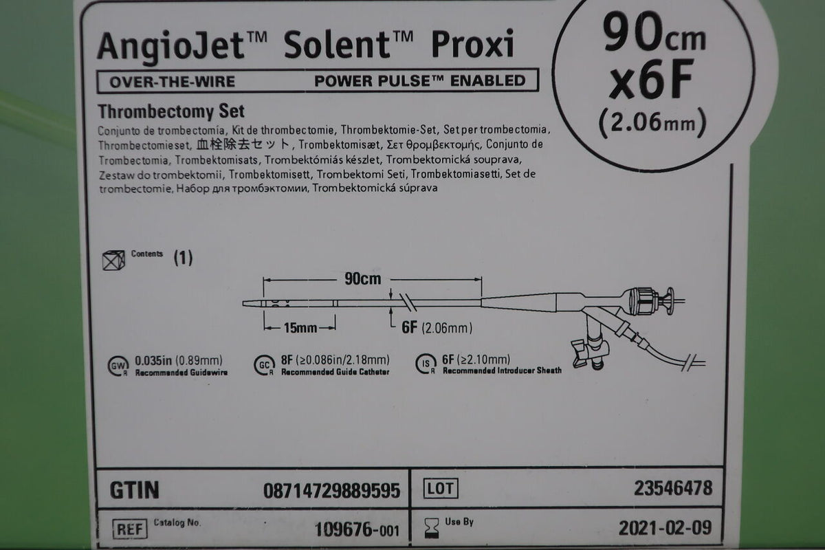 109676-001 - BOSTON SCIENTIFIC - AngioJet Solent Proxi Thrombectomy Set - OTW - Power Pulse Enabled - 6Fr x 90cm, (BX/1)