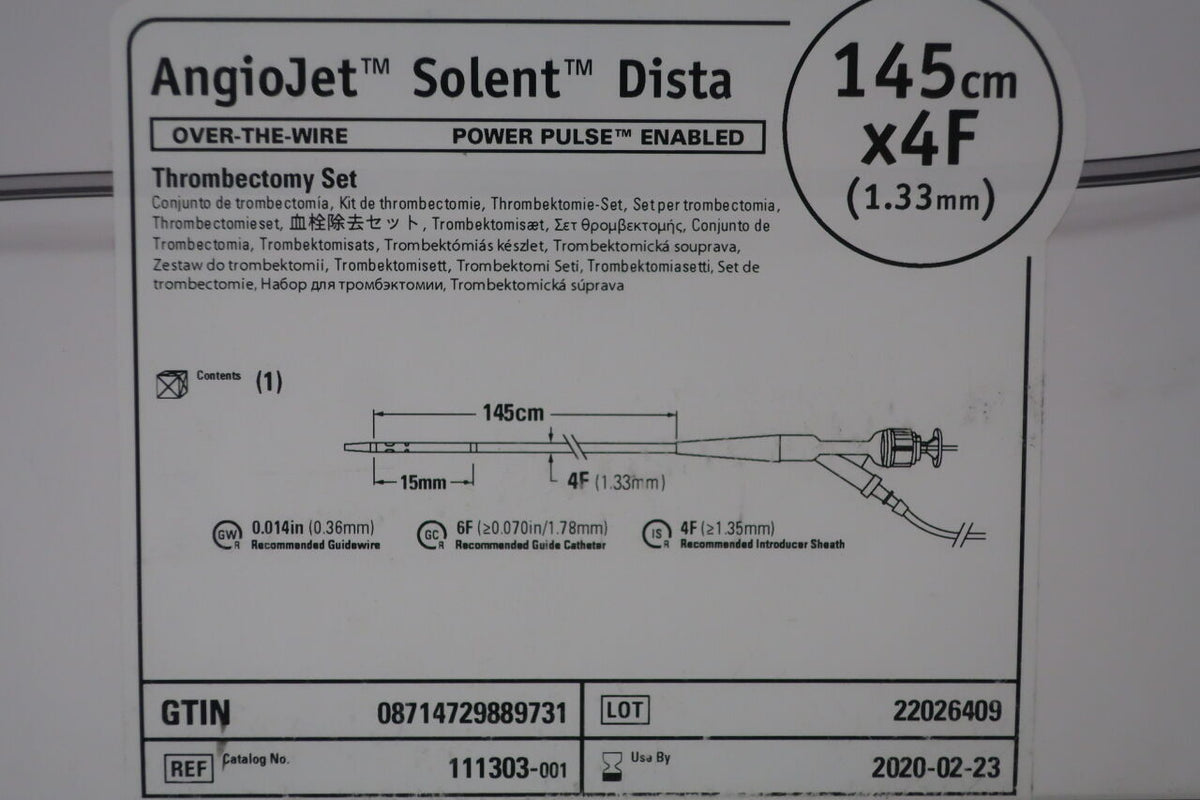 111303-001 - BOSTON SCIENTIFIC - AngioJet Solent Dista Thrombectomy Set - OTW - Power Pulse Enabled - 4Fr x 145cm, (BX/1)