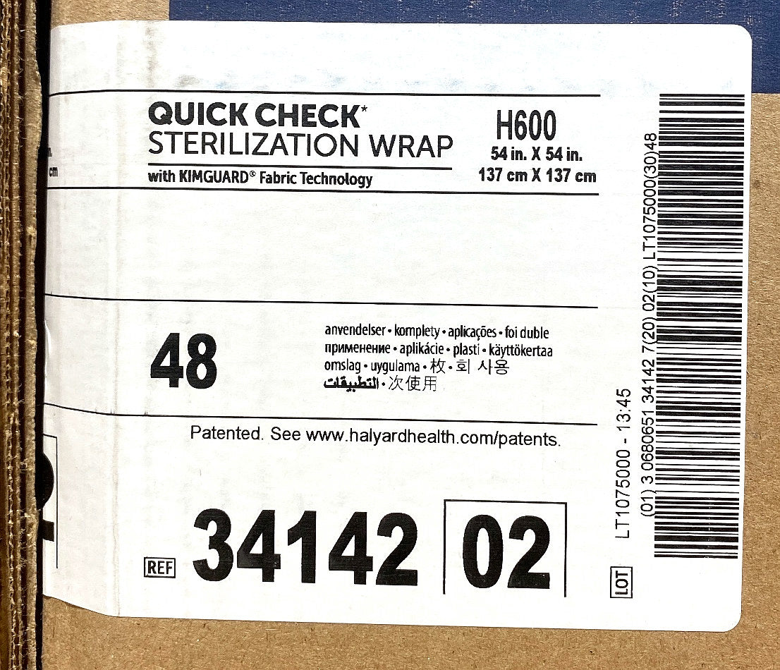 34142 - HALYARD - QUICK CHECK,H600,STRWRP,-,54X54,48, (BX/48)