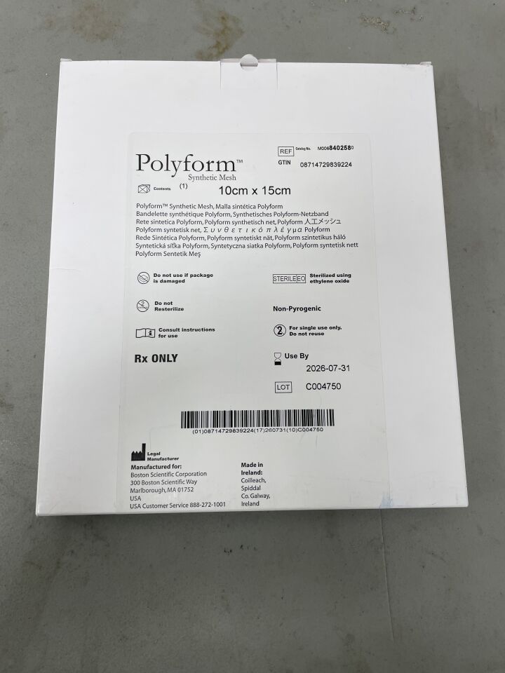 840258 - BOSTON SCIENTIFIC - Polyform Synthetic Mesh 10cm x 15cm, (BX/1)