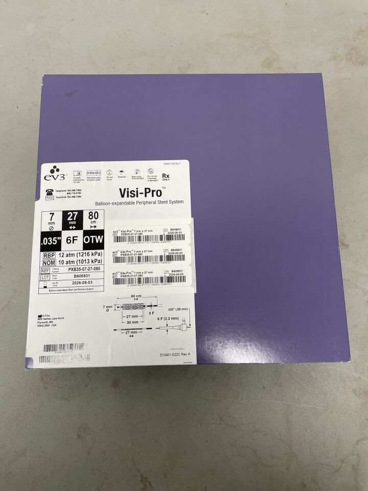 PXB35-07-27-080 - EV3 - Visi-Pro Balloon-Expandable Peripheral Stent System - OTW - 7mm x 27mm x 80cm, (BX/1)