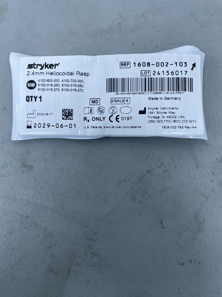 1608-002-103 - STRYKER - Heliocoidal Rasp, 2.4mm, (EA)