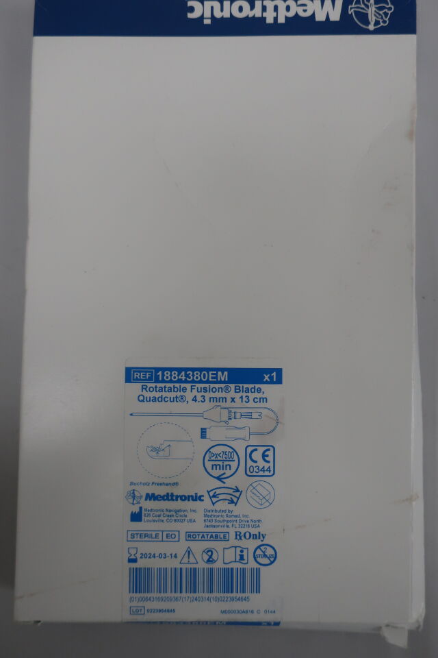 1884380EM - MEDTRONIC - Quadcut Straight Rotatable Blade with Automated EM Tracking, 4.3 mm dia. x 13 cm Length, 360 ° Rotation, (BX/1)