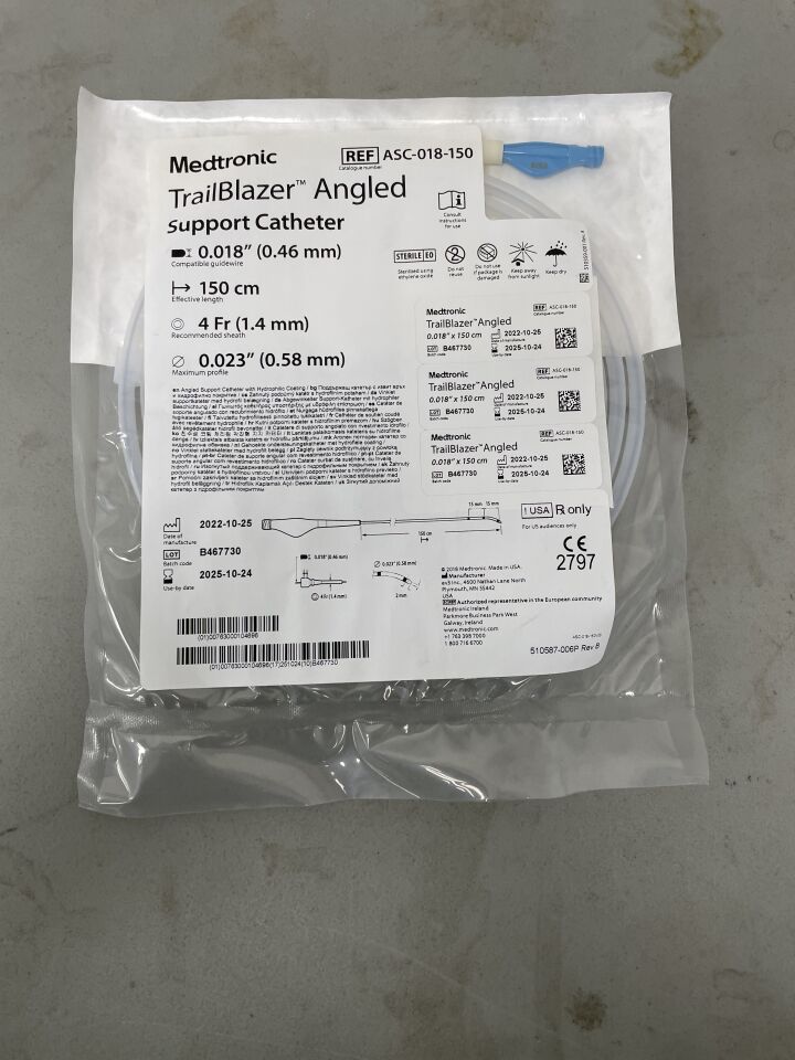 ASC-018-150 - MEDTRONIC - Trailblazer Angled Support Catheter 0.018" x 150cm, (EA)