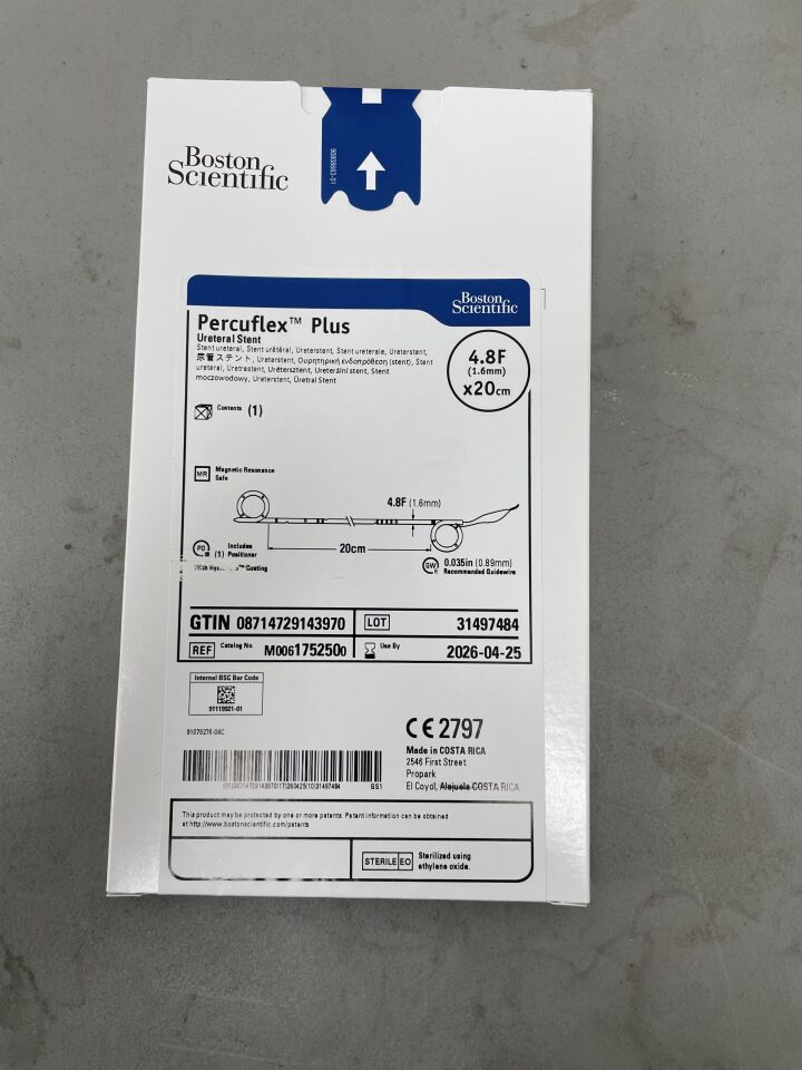 175250 - BOSTON SCIENTIFIC - Percuflex Plus Ureteral Stent - 4.8Fr x 20cm, (BX/1)