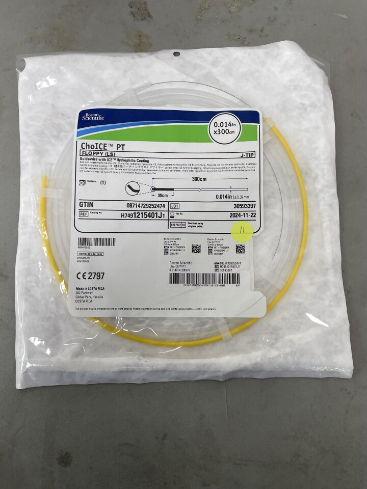 1215401J - BOSTON SCIENTIFIC - Choice PT Floppy Guidewire, 0.014 in. dia. x 300 cm Length, (EA)
