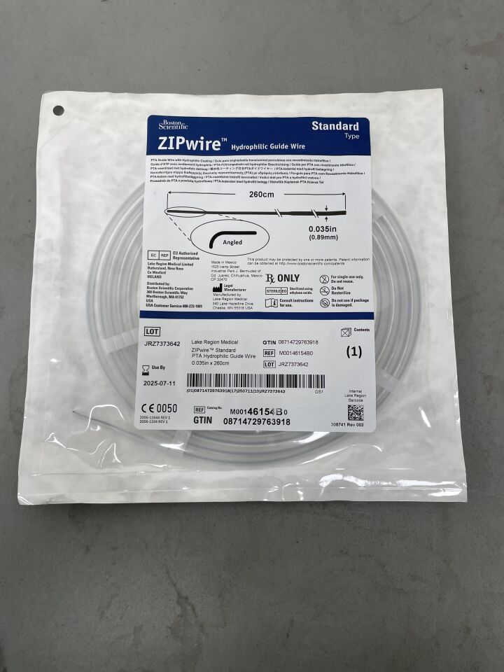 46154B - BOSTON SCIENTIFIC - ZIPwire Hydrophilic Guidewire, Standard Type, Angled, 260cm x 0.035in, (EA)