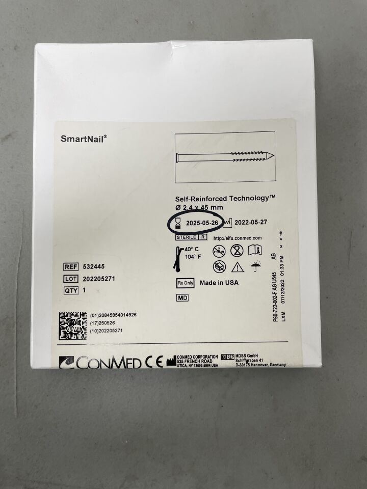532445 - CONMED - SmartNail Self-Reinforced Technology, 2.4 x 45 mm, (BX/1)