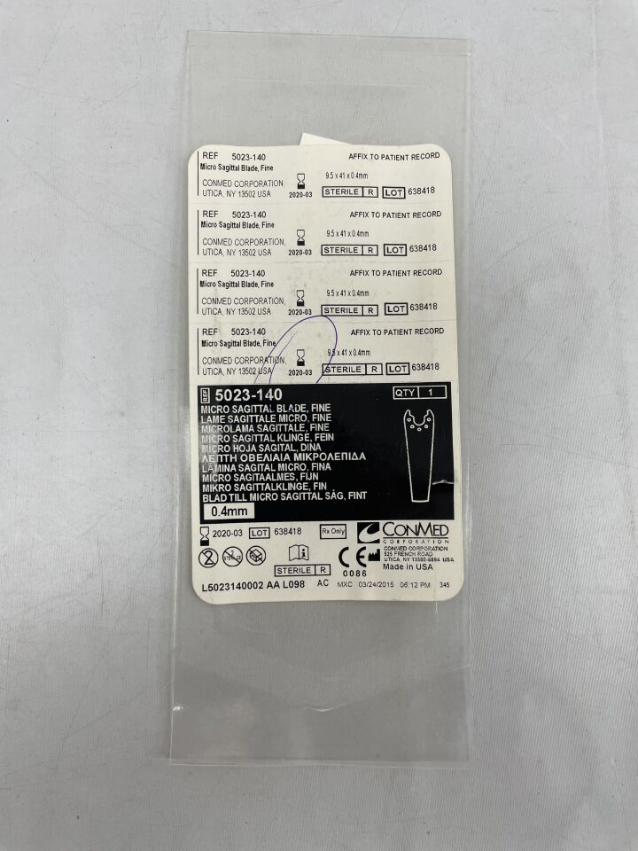 5023-140 - CONMED - Micro Sagittal Blade, Fine 9.5mm x 41mm x 0.4mm, (EA)