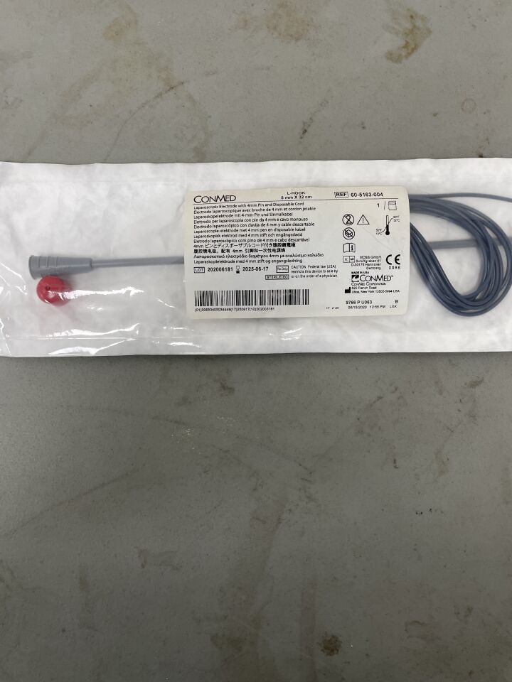 60-5163-004 - CONMED - Disposable L Hook Laparoscopic Electrode, 5 mm x 32 cm Working Length, (EA)
