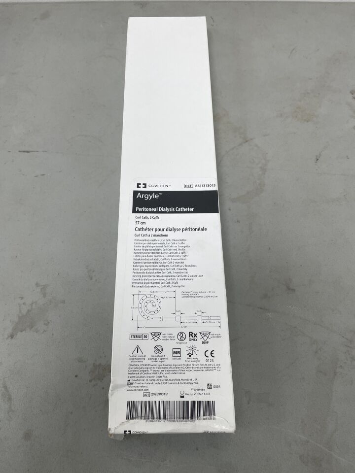 8811313015 - COVIDIEN - Argyle Curl Cath Peritoneal Catheter, 2 Cuff, Curled, 57 cm Length, (BX/1)