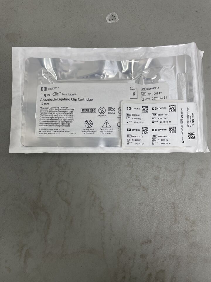 8886848812 - COVIDIEN - Lapro-Clip 12mm Absorbable Clips (6 per Packet), (EA)