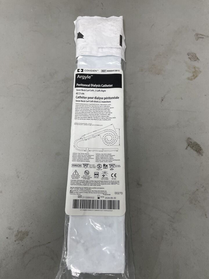 8888413815 - COVIDIEN - Argyle Swan Neck Curl Catheter, 2 Cuffs, Right, 62.5cm, (EA)