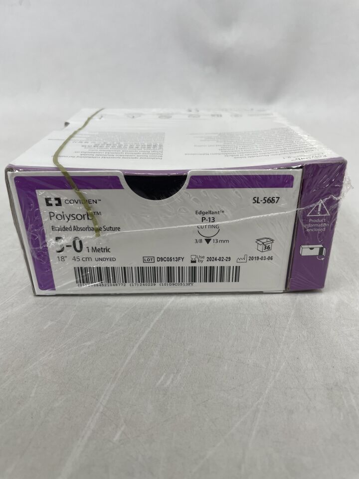 SL-5687 - COVIDIEN - 5-0 Medtronic Polysorb undyed 18" P-13 cutting, (BX/36)