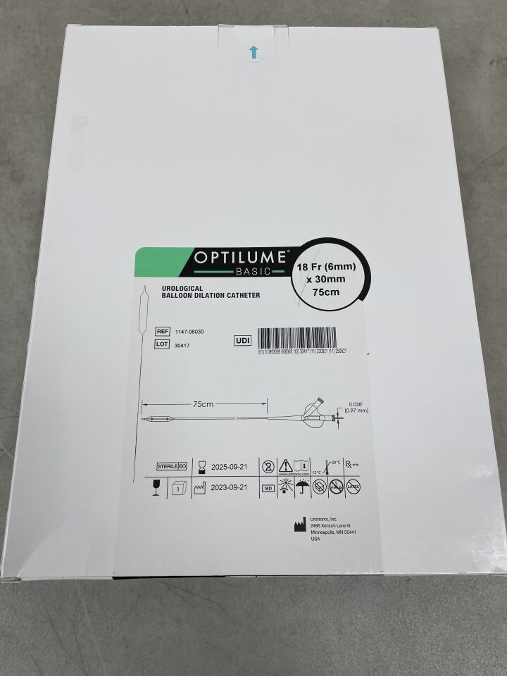 1147-06030 - UROTRONIC - Urotronic Optilume Basic Urological Dilation Catheter, 18F x 30mm x 75cm, (BX/1)