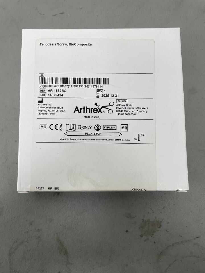 AR-1562BC - ARTHREX - Biocomposite Tenodesis Screw, 6.25 dia. x 15 mm Length, (BX/1)