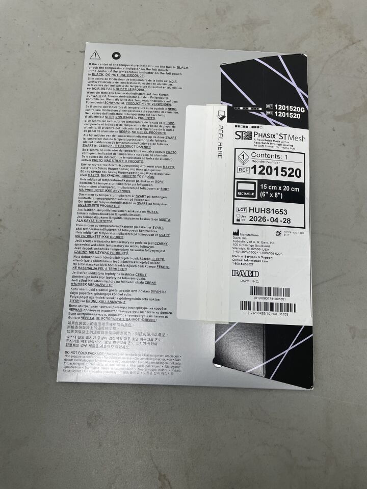 1201520 - BARD - phasix st hydrogel coating mesh, 6 x 8 in., (BX/1)