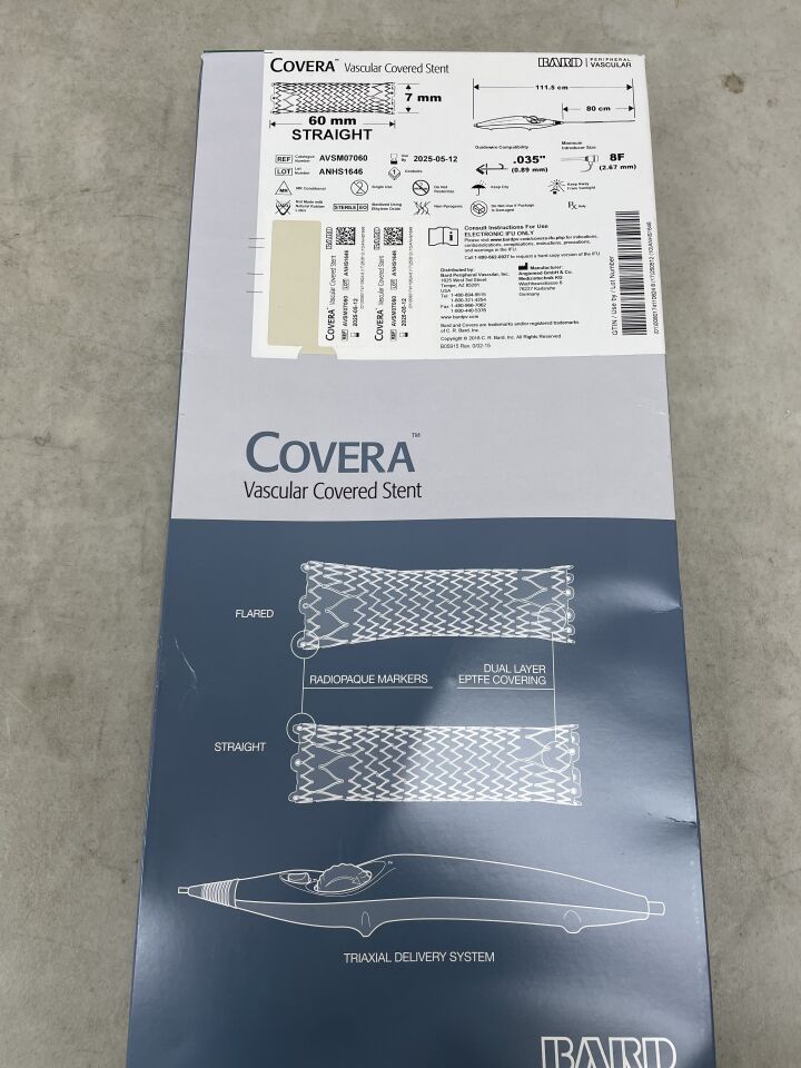 AVSM07060 - BARD - Covera Vascular Covered Stent, Straight 7mm x 60mm, 80cm, (BX/1)
