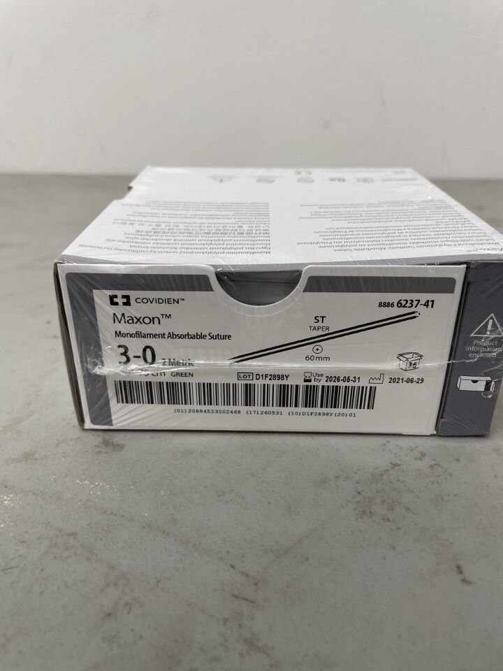 6237-41 - COVIDIEN - Maxon Green 30" ST straight taper (60mm) - Absorbable, Monofilament, PDO, Polydioxanone, Suture, Synthetic, (BX/36)