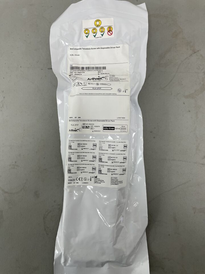 AR-1562CDS - ARTHREX - BioComposite Tenodesis Screw w/Disposable Driver Pack, 6.25mm x 15mm, (EA)