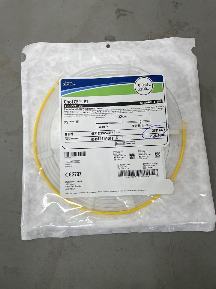 1215401 - BOSTON SCIENTIFIC - ChoICE PT Guidewire - ICE Hydrophilic Coating - Floppy (LS), Straight Tip - .014" x 300cm, (EA)
