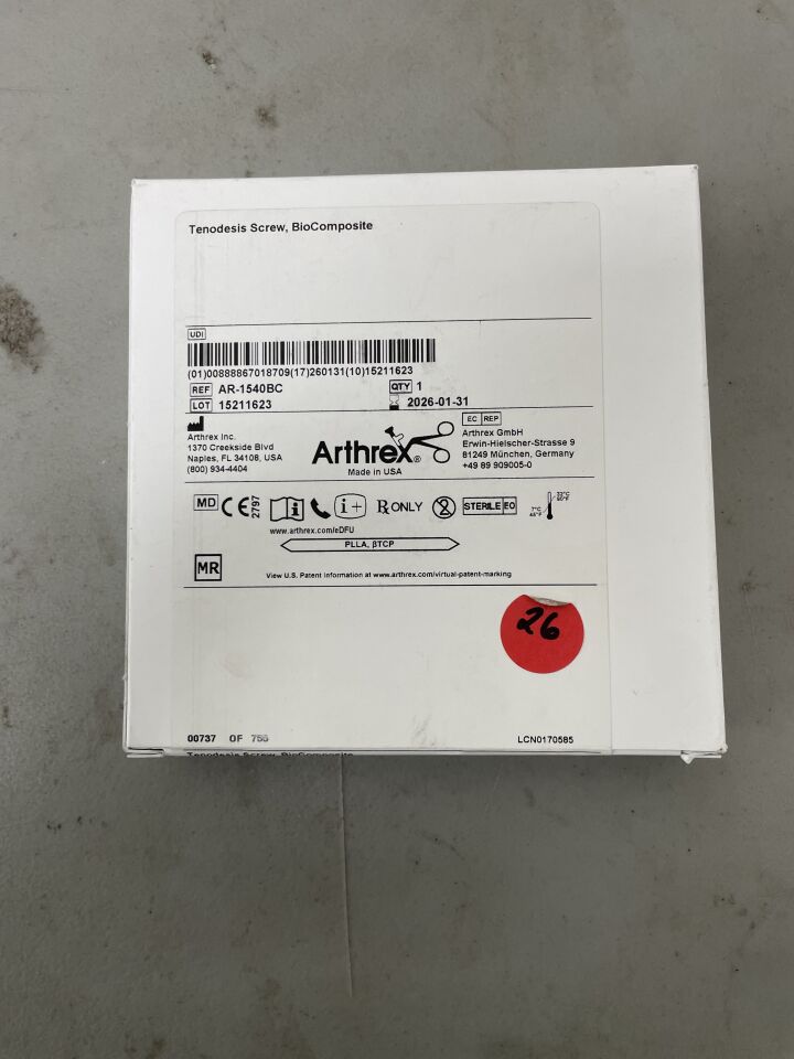 AR-1540BC - ARTHREX - BioComposite Tenodesis Screw: 4mm x 10mm, (BX/1)
