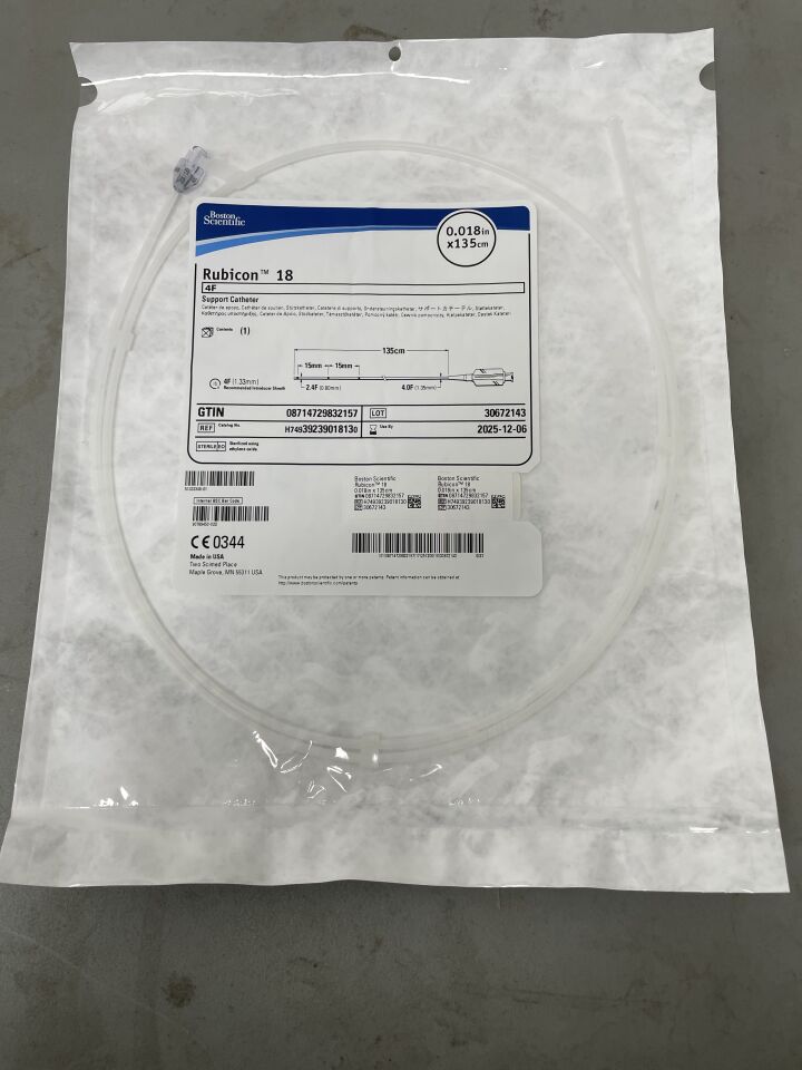3923901813 - BOSTON SCIENTIFIC - Rubicon 18 Support Catheter - 4Fr - Straight - .018" x 135cm, (EA)