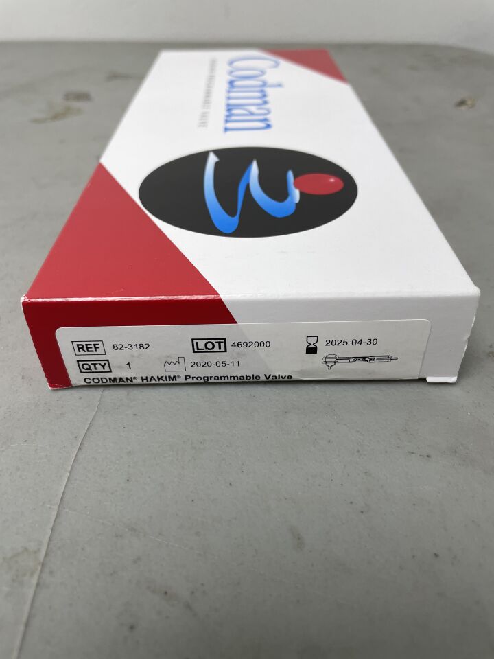 82-3182 - CODMAN - HAKIM Programmable Valve - Right Angle with SIPHONGUARD Device, 30mm H2O to 200mm H2O, (BX/1)