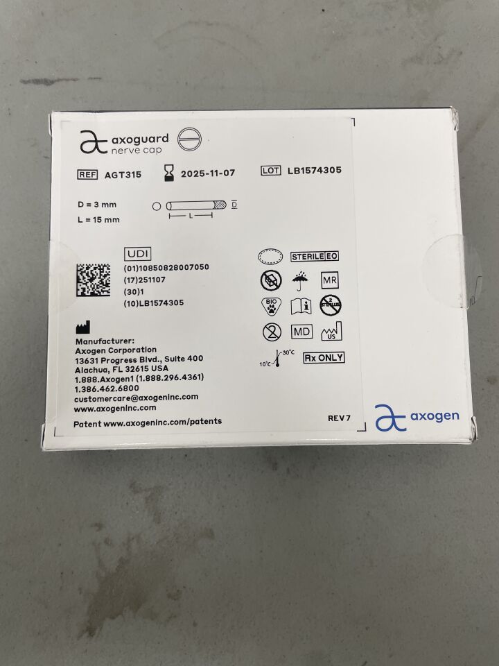AGT315 - AXOGEN - AxoGuard Nerve Cap 3mm x 15mm, (BX/1)