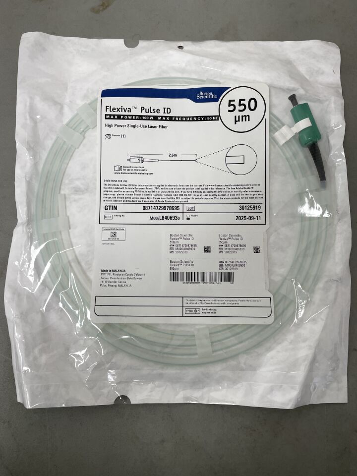 L840693 - BOSTON SCIENTIFIC - Flexiva Pulse ID High Power Single-Use Laser Fiber - 100W x 80HZ - 2.6m x 550 µm, (EA)