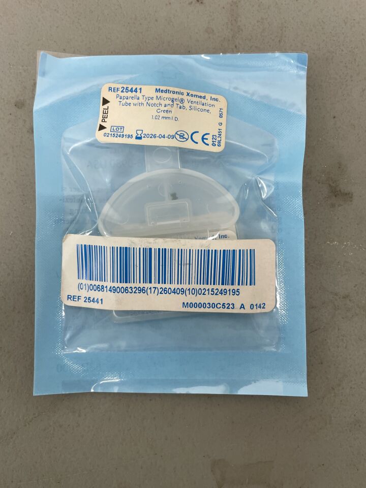 25441 - MEDTRONIC - Microgel Ventilation Tube, 1.02 mm ID, 2.5 mm Inner Flange Diameter, (EA)