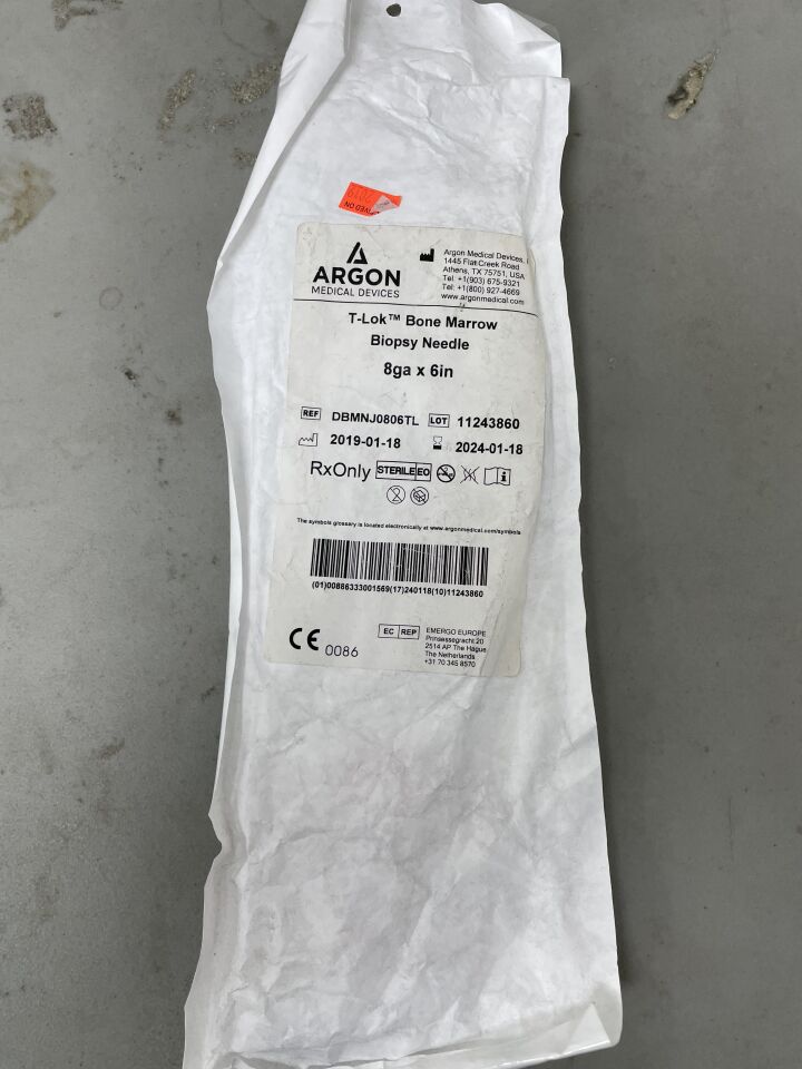 DBMNJ0806TL - ARGON MEDICAL - T-Lok Bone Marrow Biopsy Needle 8G x 6" w/Extraction Cannula, (EA)