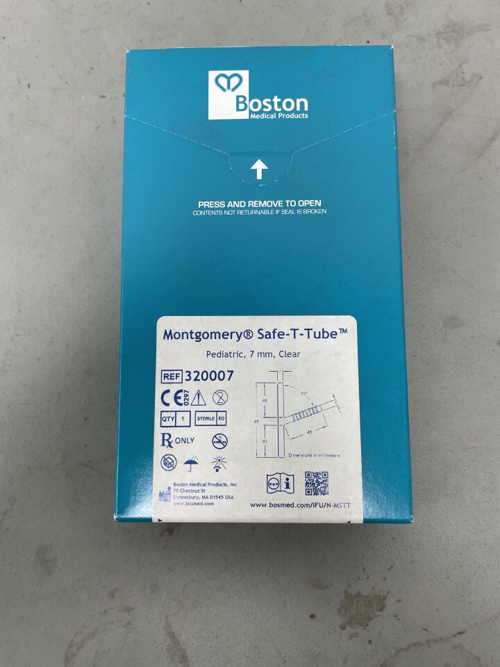 320007 - BOSTON MEDICAL - Montgomery Safe-T-Tube, Pediatric 7mm, Clear, (BX/1)