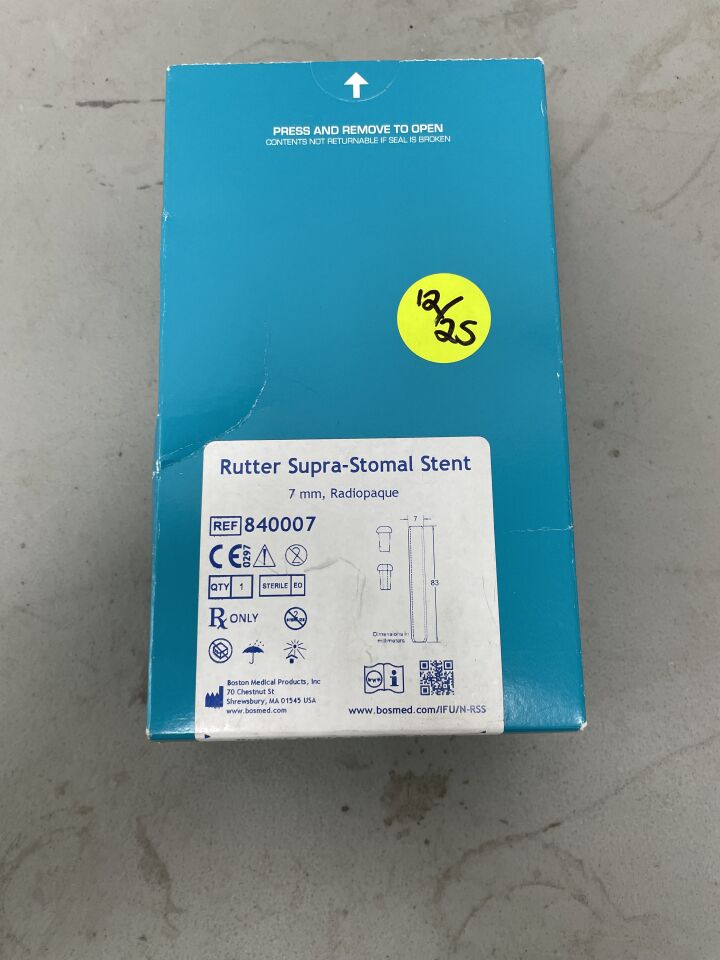 840007 - BOSTON MEDICAL - Rutter Supra-Stomal Stent, Radiopaque, 7mm, (BX/1)