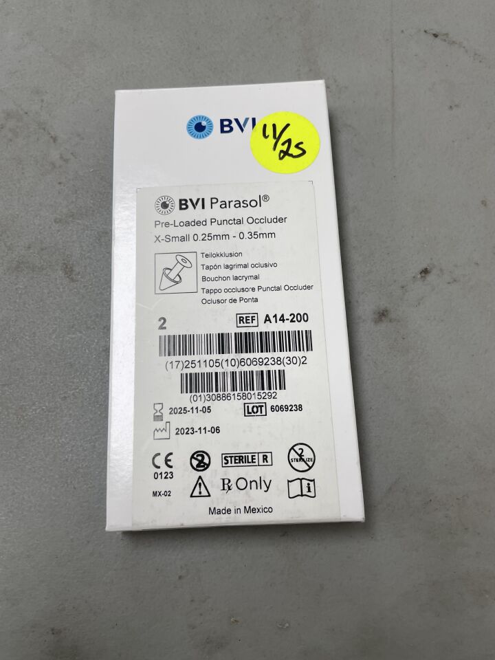 A14-200 - BVI - Parasol Pre-Loaded Punctal Occluder, Size - XS, 0.25-0.35mm, (BX/2)