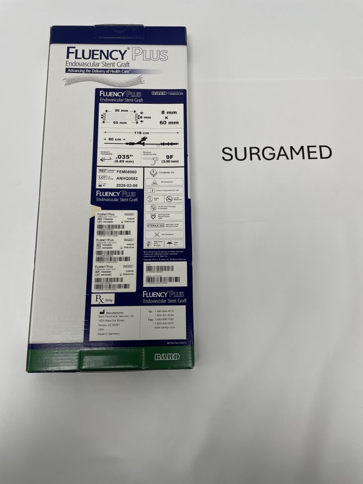 FEM08060 - BARD - Fluency Plus Endovascular Stent Graft - 8mm x 60mm x 80cm, (BX/1)