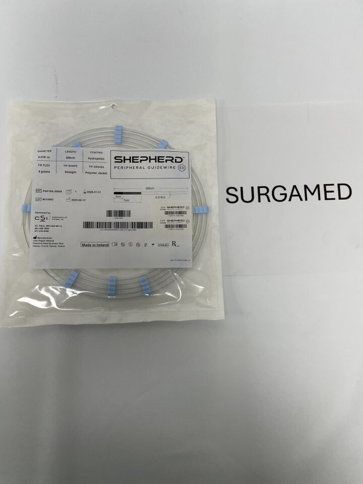 PSP18S-30004 - CSI - Shepherd Peripheral Guidewire - 4 grams, Straight - 7cm Hydrophilic Coating Length - .018" x 300cm, (EA)