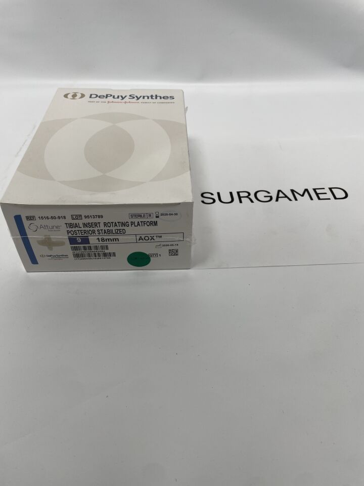 1516-50-918 - DEPUY - ATTUNE KNEE SYSTEM TIBIAL INSERT ROTATING PLATFORM POSTERIOR STABILIZED SIZE 9 18mm AOX, (BX/1)