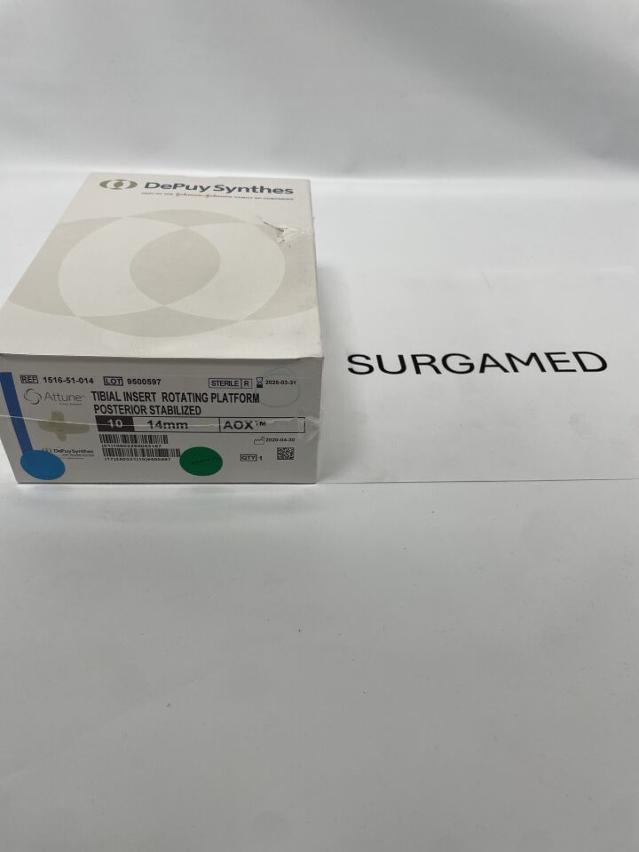 1516-51-014 - DEPUY - ATTUNE KNEE SYSTEM TIBIAL INSERT ROTATING PLATFORM POSTERIOR STABILIZED SIZE - 10, 14mm AOX, (BX/1)
