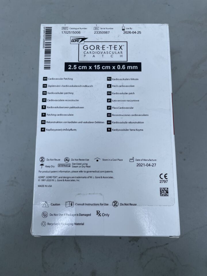 1702515006 - GORE - GORE-TEX Cardiovascular Patch - 2.5cm x 15cm x 0.6mm, ()