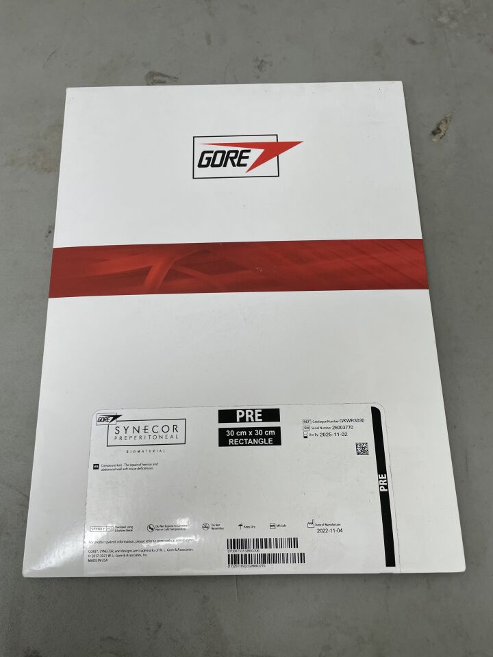 GKWR3030 - GORE - Synecor Preperitoneal Biomaterial 30cm x 30cm Rectangle, (BX/1)