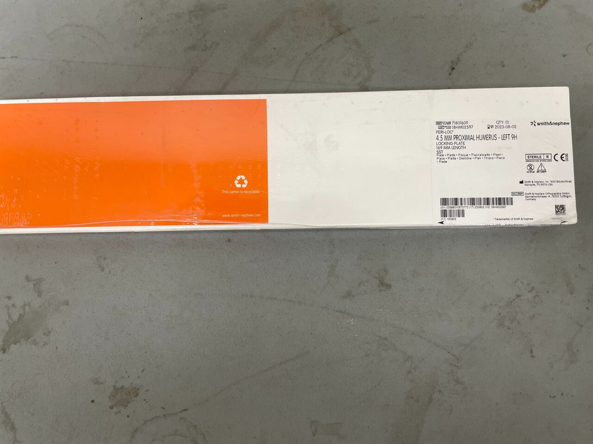 71801609 - SMITH & NEPHEW - Peri-Loc Proximal Humerus Locking Plate, Left, 9 Hole, 4.5 x 169mm, (BX/1)