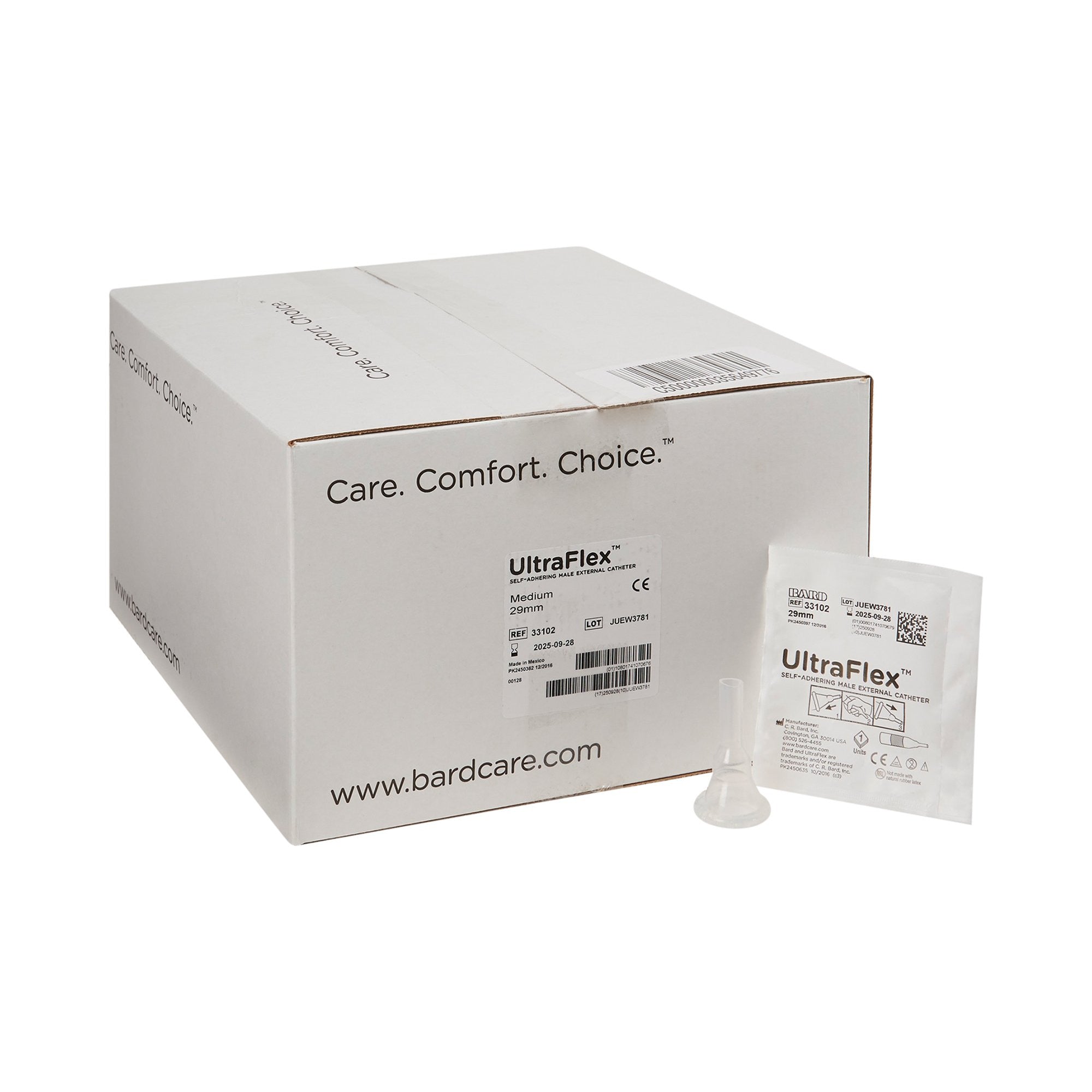 577062 - UltraFlex - Male External Catheter UltraFlex Self-Adhesive Band Silicone Medium 33102 Box of 100, (BX)